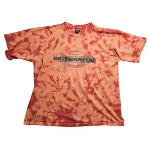 Vintage Harley Davidson T Shirt 2X Orange Tie Dye Ketchikan Alaska 2004 USA Made